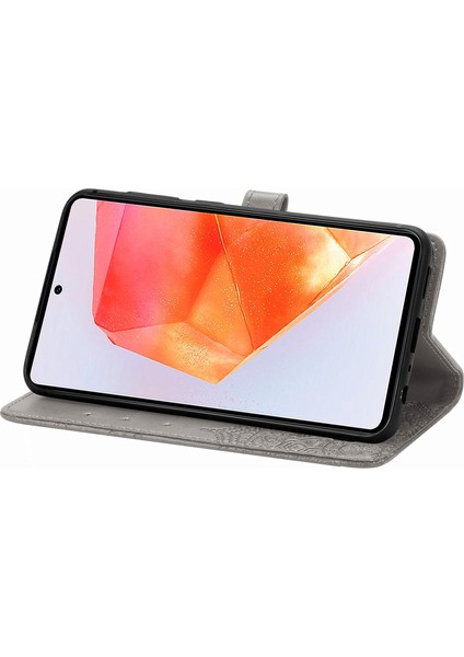 Samsung Galaxy C55 5g Kılıf 3 Kart Yuvalı Mandala Çiçek Deri Telefon Kapağı-Gri (Yurt Dışından) modelleri