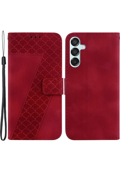 Samsung Galaxy M15 5g Kılıf Deri Cüzdan Standı Kapak Baskı 7-Şekil-Kırmızı (Yurt Dışından)