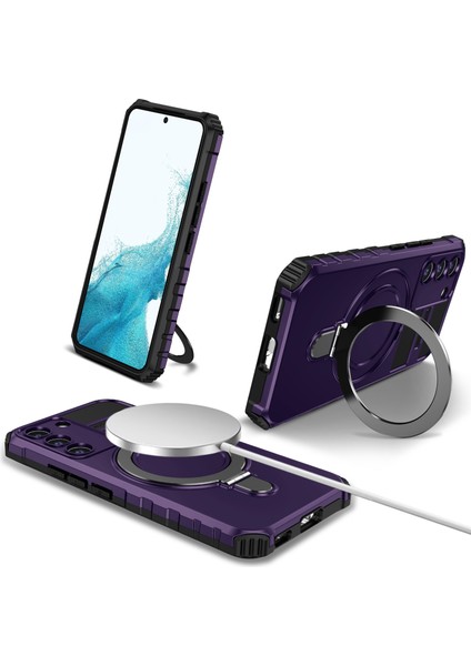 Samsung Galaxy S22+5G Kickstand Kapak Pc+Tpu Telefon Kılıfı Magsafe-Mor ile Uyumlu (Yurt Dışından)