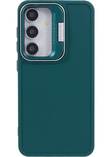 Samsung Galaxy S22+5G Kılıf Lensli Silikon Telefon Kılıfı Kickstand-Ordu Yeşili (Yurt Dışından)
