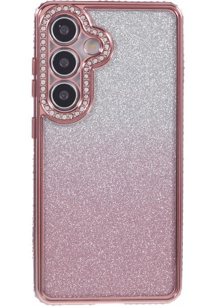 Samsung Galaxy S24+ Kılıf Gradyan Tpu Telefon Kapağı Için Rhinestones Dekor-Gül Altın (Yurt Dışından)