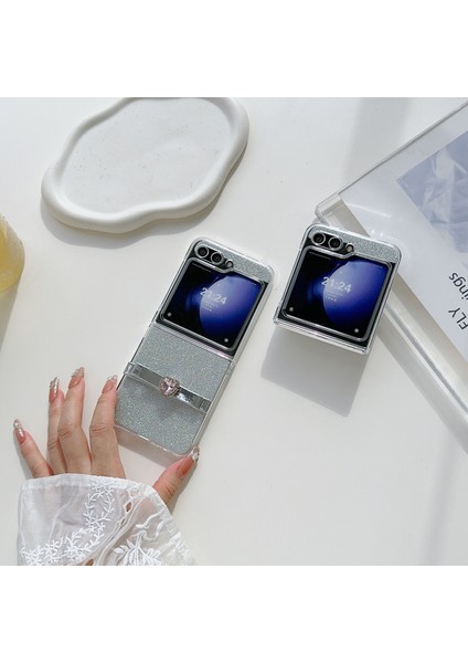 Samsung Galaxy Z Flip5 5g Parıltılı Pudra Telefon Kılıfı P Telefon Kapağı Sevimli Ilmek-Gümüş (Yurt Dışından) indirimleri