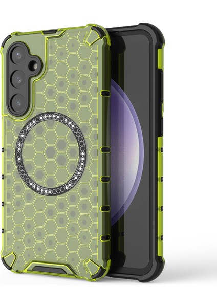 Samsung Galaxy S23 Fe Kılıf Petek Manyetik Halka Tpu+Pc Telefon Kapağı-Yeşil (Yurt Dışından)