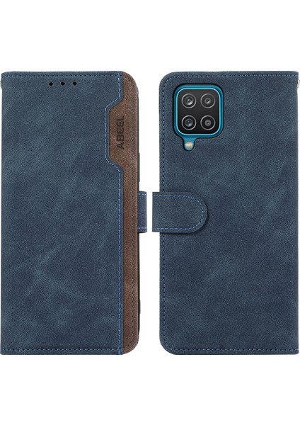 Samsung Galaxy A12 Için Drop Proof Cep Telefonu Kılıfı Rfıd Engelleme Standı Kapak-Mavi (Yurt Dışından)