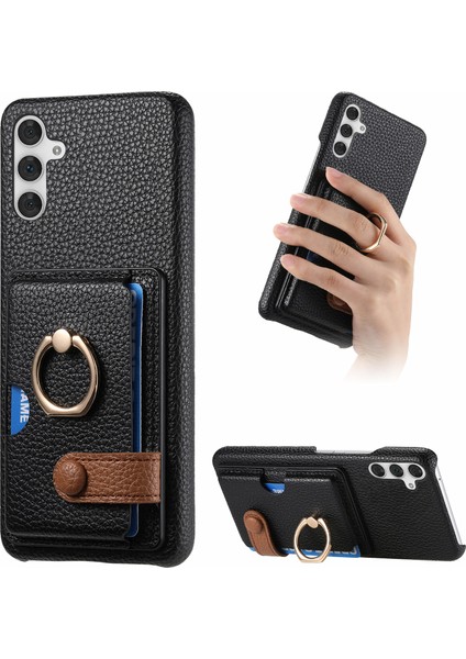 Samsung Galaxy A05S 4g Telefon Kılıfı Pu+Pc+Tpu Kickstand Telefon Kapağı-Siyah (Yurt Dışından)