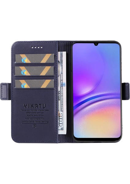 Samsung Galaxy A05 4g Kılıf Pu Deri Folyo Katlanır Stand Kitap Tarzı Telefon Kapağı-Safir (Yurt Dışından)