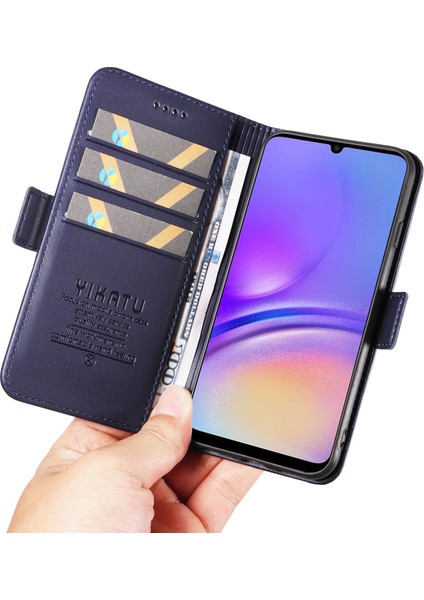 Samsung Galaxy A05 4g Kılıf Pu Deri Folyo Katlanır Stand Kitap Tarzı Telefon Kapağı-Safir (Yurt Dışından)
