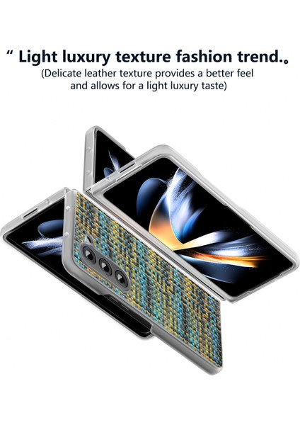 Samsung Galaxy Z Fold6 5g Kılıf Renkli Ekose Dokulu Deri Telefon Kapağı-Altın (Yurt Dışından)