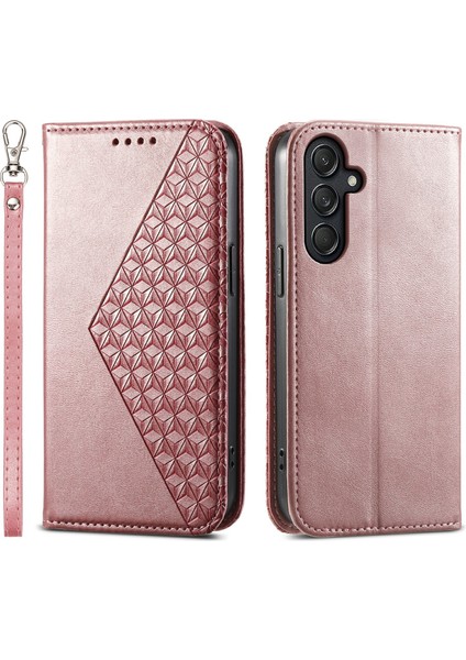 Samsung Galaxy M55 5g Kılıf Için Pu Deri Cüzdan Telefon Kapağı Mobil Aksesuarlar -Gül Altın (Yurt Dışından)