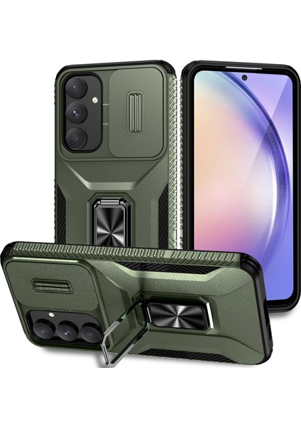 Samsung Galaxy A55 5g Kılıf Için Tpu+Pc Kamera Lens Koruma Kickstand Telefon Kapağı-Yeşil (Yurt Dışından)