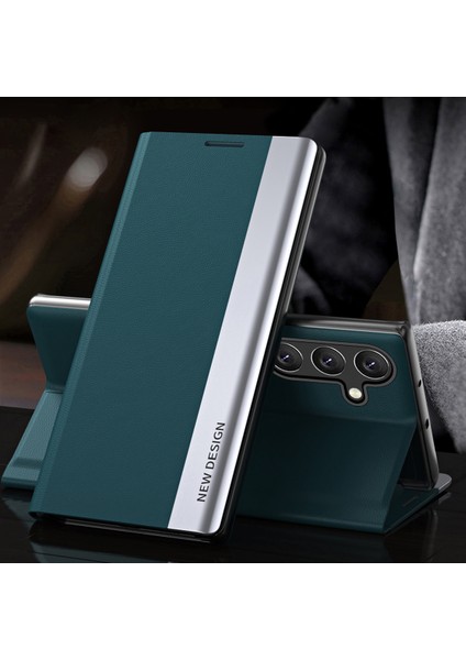 Samsung Galaxy M55 5g Kılıf Standlı Darbeye Dayanıklı Deri Telefon Kılıfı-Yeşil (Yurt Dışından)