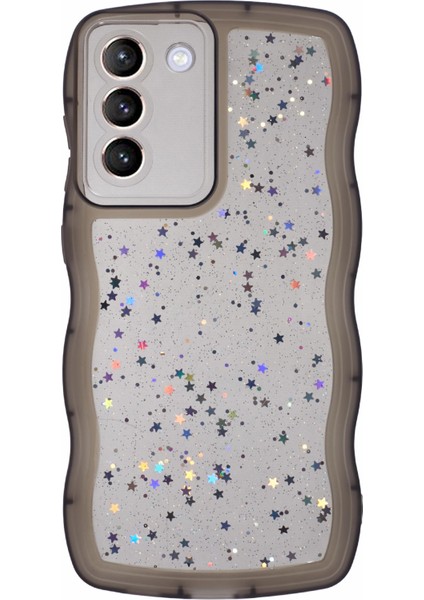 Samsung Galaxy S22+5G Dalgalı Kenar Tpu Kılıf Anti-Drop Epoksi Telefon Kapağı-Şeffaf Siyah (Yurt Dışından)
