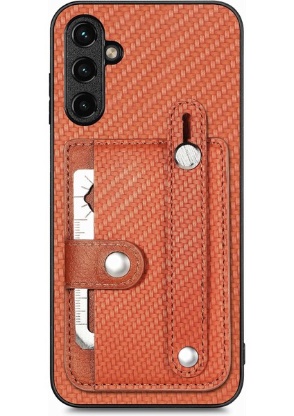 Samsung Galaxy A24 4G(162,1 x 77,6 x 8,3mm) Kasa Kart Yuvası Kickstand Telefon Kapağı-Kahverengi (Yurt Dışından)