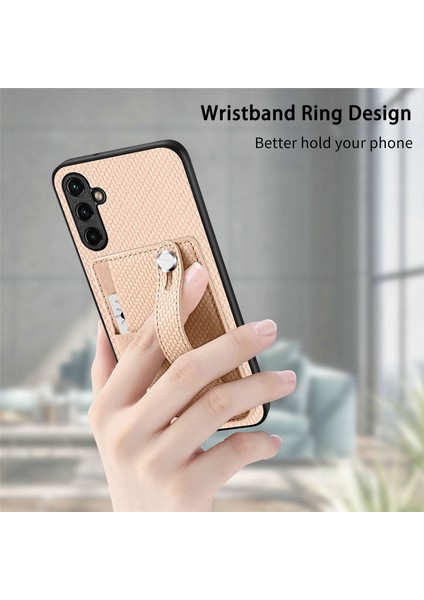 Samsung Galaxy A24 4G(162,1 x 77,6 x 8,3mm) Kasa Kart Yuvası Kickstand Telefon Kapağı-Kahverengi (Yurt Dışından)