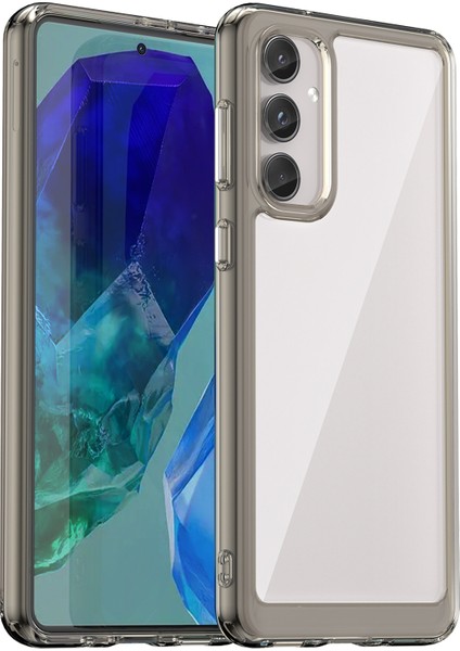 Samsung Galaxy M55 5g Kılıf Tpu Çerçeve Şeffaf Akrilik Koruyucu Telefon Kapağı-Şeffaf Gri (Yurt Dışından)