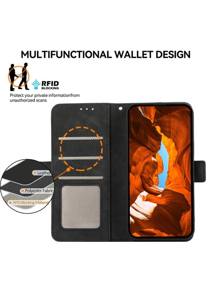 Samsung Galaxy A32 4g (Ab Versiyonu) Kılıf Rfıd Engelleme Cüzdan Deri Stand Telefon Kapağı-Siyah (Yurt Dışından)