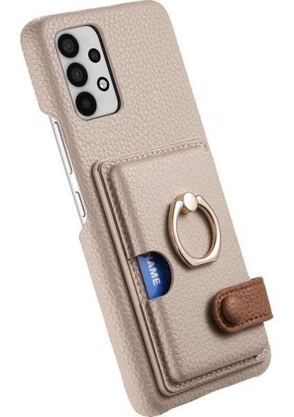 Samsung Galaxy A32 4g (Ab Versiyonu) Halkalı Kickstand Kılıf Kart Tutucu Telefon Kapağı-Haki Gri (Yurt Dışından) fırsatları