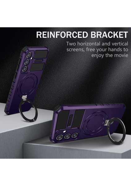 Samsung Galaxy S23 Fe Pc+Tpu Kılıf Darbeye Dayanıklı Kickstand Telefon Kılıfı Magsafe-Mor ile Uyumlu (Yurt Dışından) fiyatları