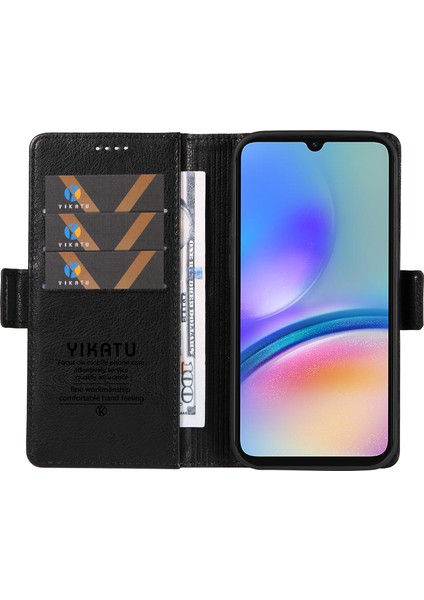 Samsung Galaxy A24 4G(162.1 x 77.6 x 8.3mm) Kılıf Cüzdan Deri Telefon Kılıfı-Siyah (Yurt Dışından)