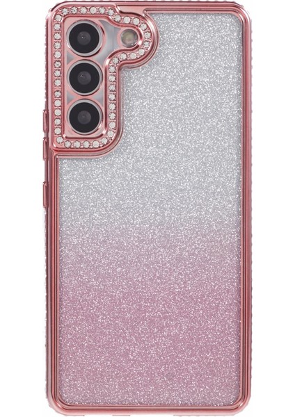 Samsung Galaxy S22 + 5g Kılıf Için Yapay Elmas Dekor Renk Gradyan Tpu Telefon Kapağı-Gül Altın (Yurt Dışından)