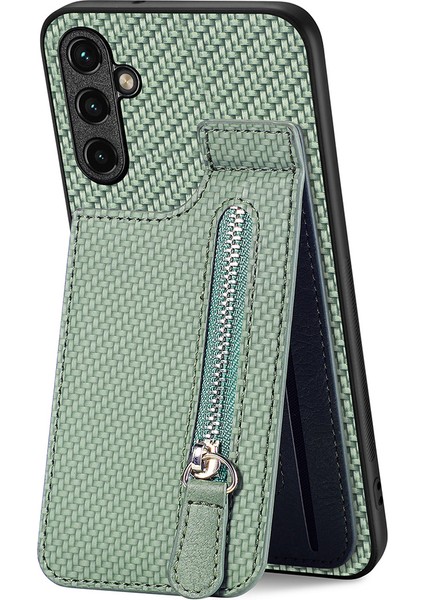 Samsung Galaxy A05S 4g Kılıf Karbon Fiber Kickstand Kapak Desteği Manyetik Araç Montaj Tutucu-Yeşil (Yurt Dışından)