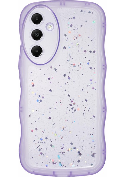 Samsung Galaxy A05S 4g Darbeye Dayanıklı Kılıf Dalgalı Kenar Epoksi Tpu Telefon Kapağı-Şeffaf Mor (Yurt Dışından)