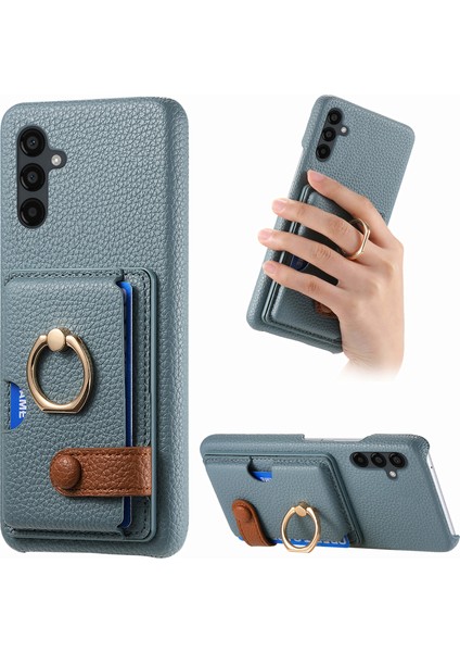 Samsung Galaxy A24 4G(162.1 x 77.6 x 8.3mm) Kılıf Kart Tutucu Telefon Kılıfı Halkalı Kickstand-Bebek Mavisi (Yurt Dışından)