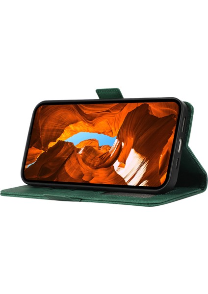 Samsung Galaxy A32 4g (Ab Versiyonu) Kılıf Rfıd Engelleme Cüzdan Deri Stand Telefon Kapağı-Yeşil (Yurt Dışından)