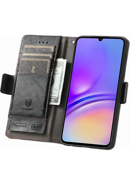 Samsung Galaxy A05 4g Deri Kılıf Rfıd Engelleme Cüzdan Telefon Kapağı-Siyah (Yurt Dışından)