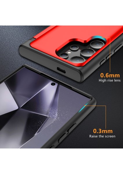 Samsung Galaxy S22 Ultra 5g Kılıf Gizli Kart Yuvası Tpu+Pc Telefon Kapağı-Kırmızı (Yurt Dışından) fırsatları