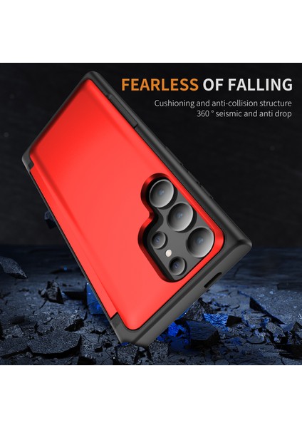 Samsung Galaxy S22 Ultra 5g Kılıf Gizli Kart Yuvası Tpu+Pc Telefon Kapağı-Kırmızı (Yurt Dışından) indirimleri
