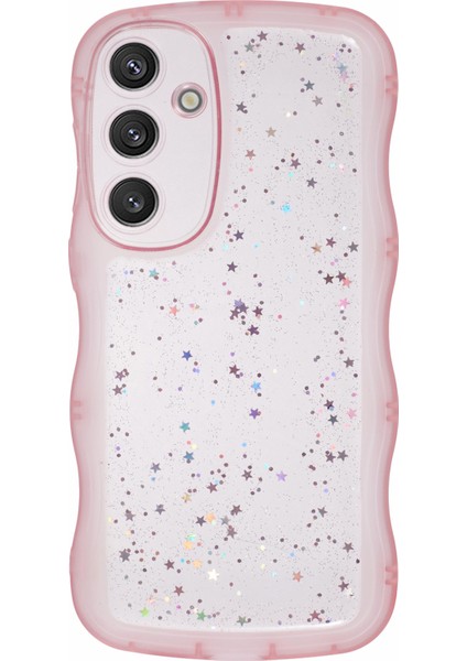 Samsung Galaxy S24+TPU Kılıf Dalgalı Kenarlı Epoksi Ince Telefon Kapağı-Şeffaf Pembe (Yurt Dışından)
