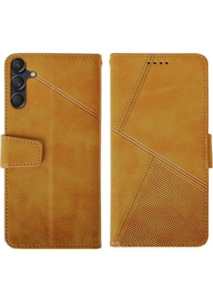 Samsung Galaxy M55 5g Kılıf Buzağı Doku Deri Telefon Kabuğu Mobil Aksesuarları -Turuncu (Yurt Dışından)