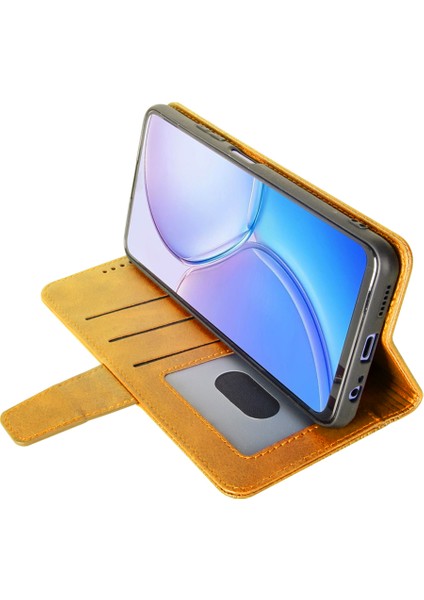Samsung Galaxy M55 5g Kılıf Buzağı Doku Deri Telefon Kabuğu Mobil Aksesuarları -Turuncu (Yurt Dışından)