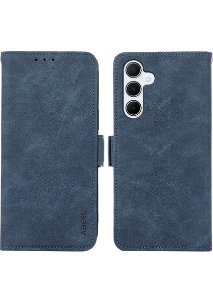 Samsung Galaxy A55 5g Kılıf Yan Manyetik Toka Rfıd Engelleme Cüzdan Deri Telefon Kapağı-Mavi (Yurt Dışından)