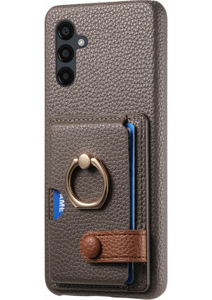 Samsung Galaxy A24 4G(162.1 x 77.6 x 8.3mm) Kılıf Kart Tutucu Telefon Kapağı Halkalı Kickstand-Gümüş Gri (Yurt Dışından)