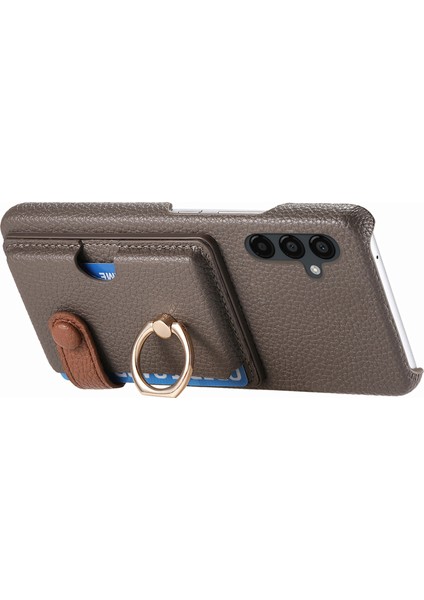 Samsung Galaxy A24 4G(162.1 x 77.6 x 8.3mm) Kılıf Kart Tutucu Telefon Kapağı Halkalı Kickstand-Gümüş Gri (Yurt Dışından)