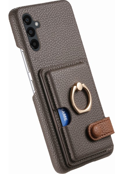 Samsung Galaxy A24 4G(162.1 x 77.6 x 8.3mm) Kılıf Kart Tutucu Telefon Kapağı Halkalı Kickstand-Gümüş Gri (Yurt Dışından)