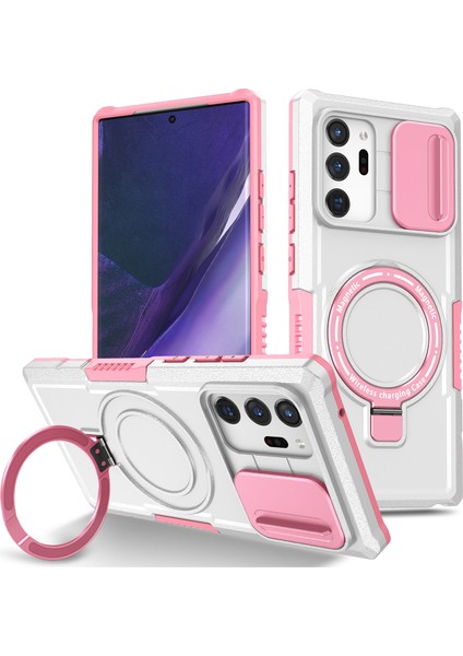 Samsung Galaxy NOTE20 ULTRA/NOTE20 Ultra 5g Kılıf Anti-Damla Pc+Tpu Telefon Kabuğu Magsafe-Pembe/beyaz ile Uyumlu (Yurt Dışından)