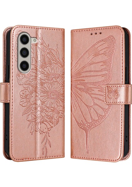 Samsung Galaxy Z Fold6 5g Kılıf El Askılı Cüzdan Deri Telefon Kılıfı-Pembe Altın (Yurt Dışından)