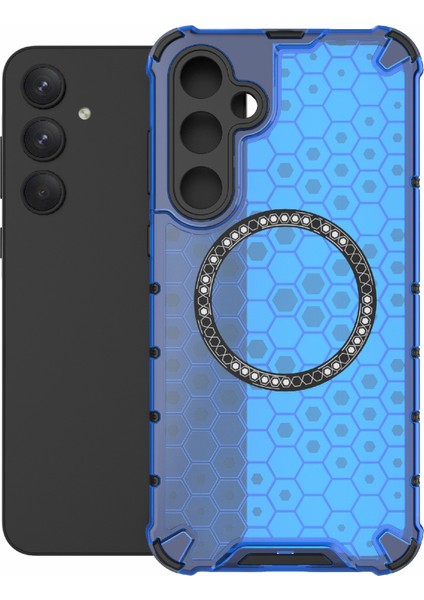 Samsung Galaxy A55 5g Kılıf Petek Isı Dağılımı Tpu+Pc Manyetik Telefon Kapağı-Mavi (Yurt Dışından) modelleri