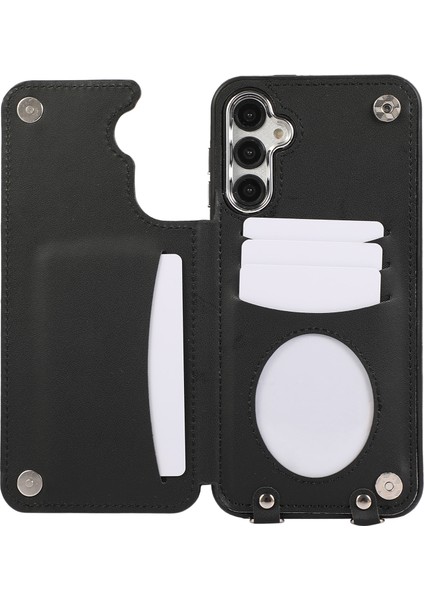 Samsung Galaxy S23 Fe Kılıf Rfıd Engelleme Kart Tutucu Halka Omuz Askılı Kickstand Kapak-Siyah (Yurt Dışından) modelleri