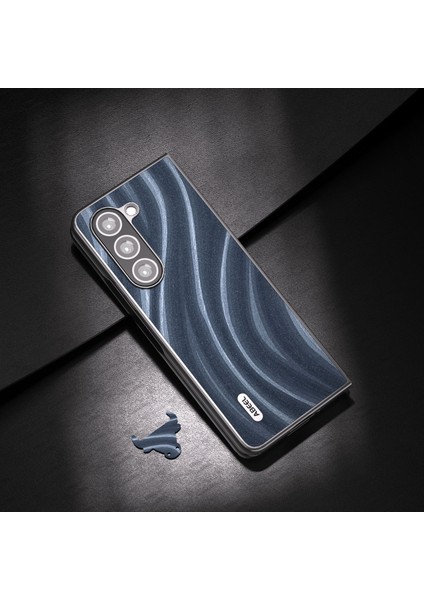Samanyolu Serisi Samsung Galaxy Z Fold6 5g Kılıf Pu Deri Kaplamalı Sert Pc Telefon Kapağı-Mavi (Yurt Dışından)