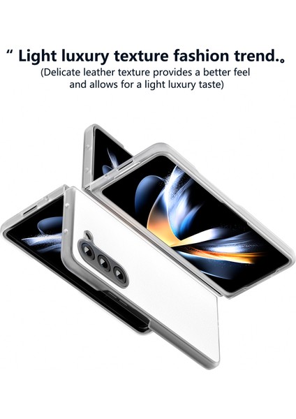 Samsung Galaxy Z Fold5 5g Kılıf Şeffaf Mat Kenar Deri+Pc Katlanır Telefon Kapağı-Beyaz (Yurt Dışından)