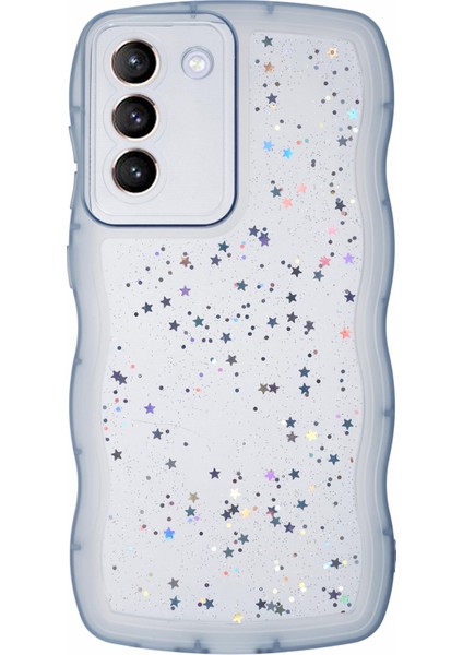 Samsung Galaxy S22 5g Tpu Kılıf Darbeye Dayanıklı Epoksi Telefon Kapağı Dalgalı Kenar-Şeffaf Mavi (Yurt Dışından)