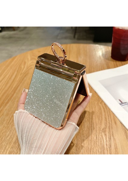 Samsung Galaxy Z Flip3 5g Kickstand Kılıf Için Glitter Tasarım Yapay Elmas Dekor Sert Pc Telefon Kapağı-Mor (Yurt Dışından)