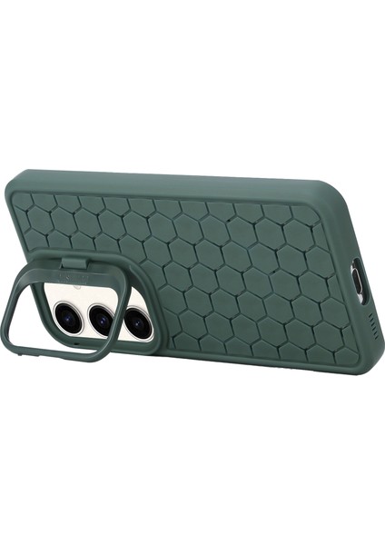 Samsung Galaxy A25 5G(GLOBAL)(161.0 x 76.5 x 8.3mm)Tpu Kılıf Nefes Alabilir Soğutma Kickstand Telefon Kapağı-Ordu Yeşili (Yurt Dışından)