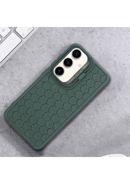 Samsung Galaxy A25 5G(GLOBAL)(161.0 x 76.5 x 8.3mm)Tpu Kılıf Nefes Alabilir Soğutma Kickstand Telefon Kapağı-Ordu Yeşili (Yurt Dışından)