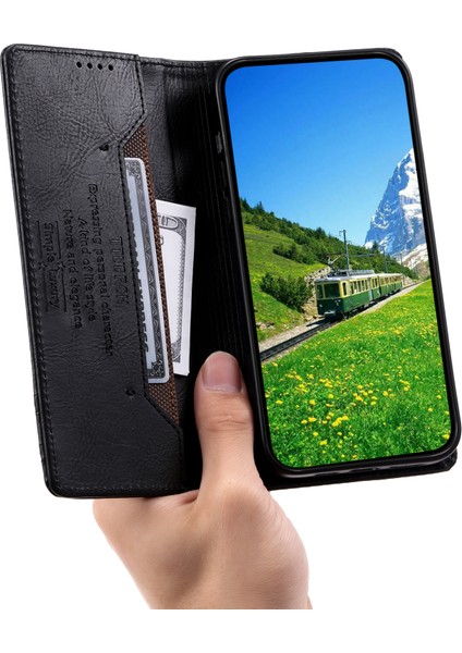 Samsung Galaxy M55 5g Deri Cüzdan Kılıf Rfıd Engellemeli Telefon Kapağı-Siyah (Yurt Dışından)