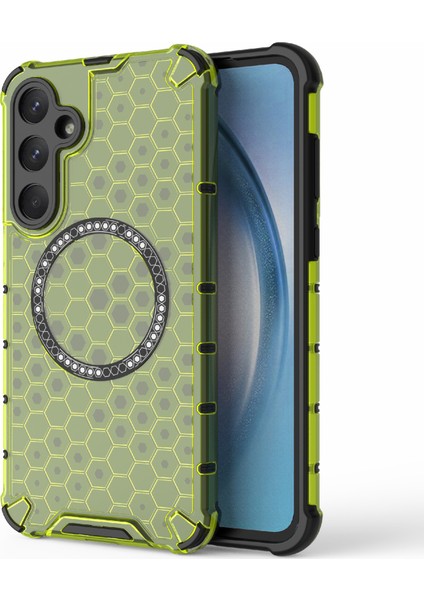 Samsung Galaxy A55 5g Kılıf Petek Isı Dağılımı Tpu+Pc Manyetik Telefon Kapağı-Yeşil (Yurt Dışından)